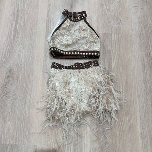 Glamour Kids Dance Costume in Brown and White